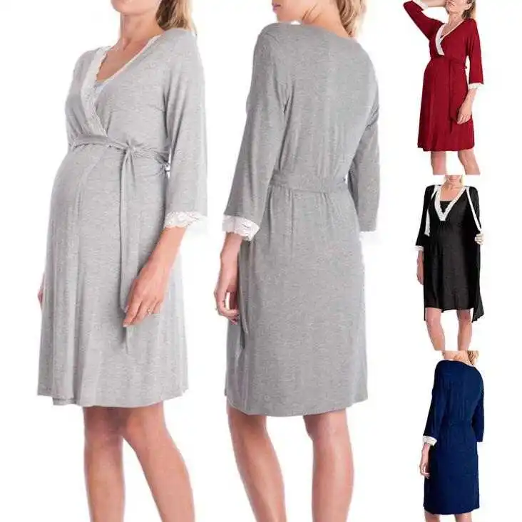 2020 Europe And United States Hot Sale Fashion Lace Stitching Sleeves Maternity Dress Dress Robe Pajamas - Buy Summer Maternity Women Short Sleeve Dresses Clothing Women Short Sleeve Pregnant