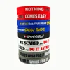 colorful Six motivational wristbands, one of each