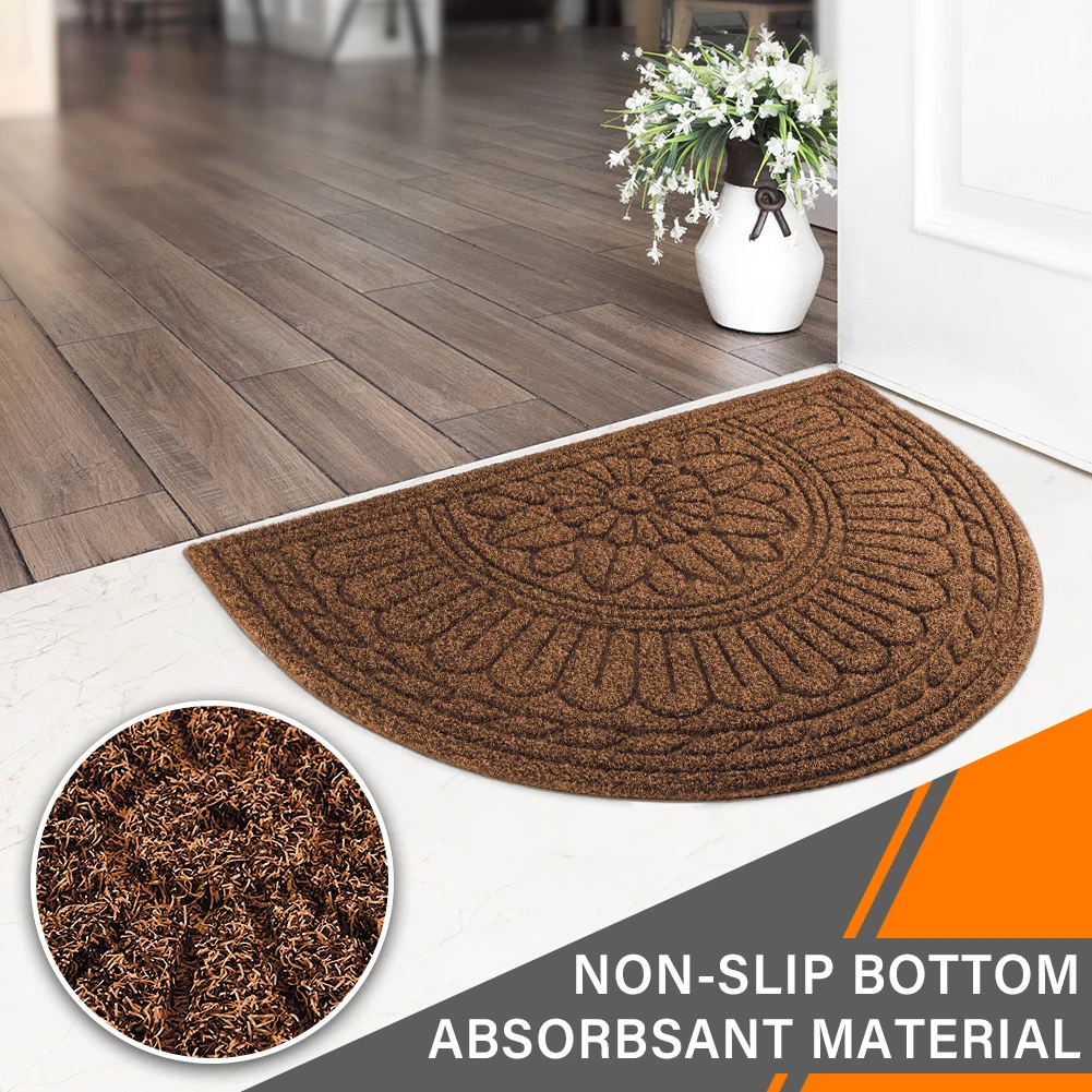 Amazon Basics Outdoor Rubber Step Rugs Washable Half Moon Door Mats