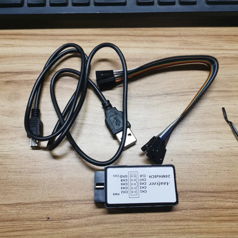 Сетевой анализатор LA1002, портативный мини USB 5 МГц 24 м 8 каналов, анализатор логики, набор устройств с кабелями, инструмент для анализа сети