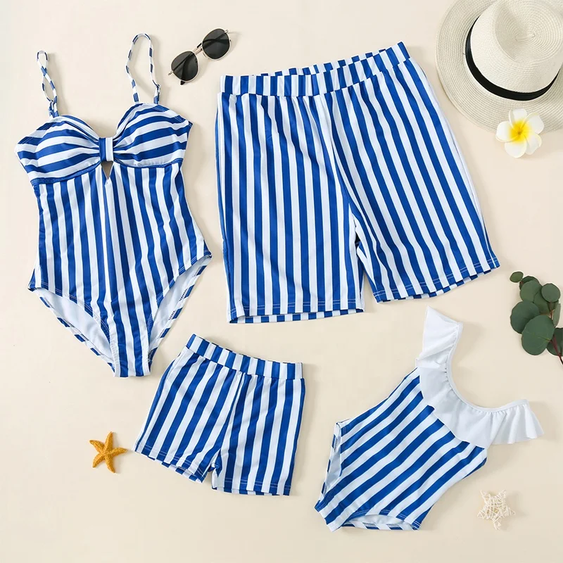 2021 Hot Sale Mommy Me Stripe Sling Swimsuit One-Piece Beach Pants