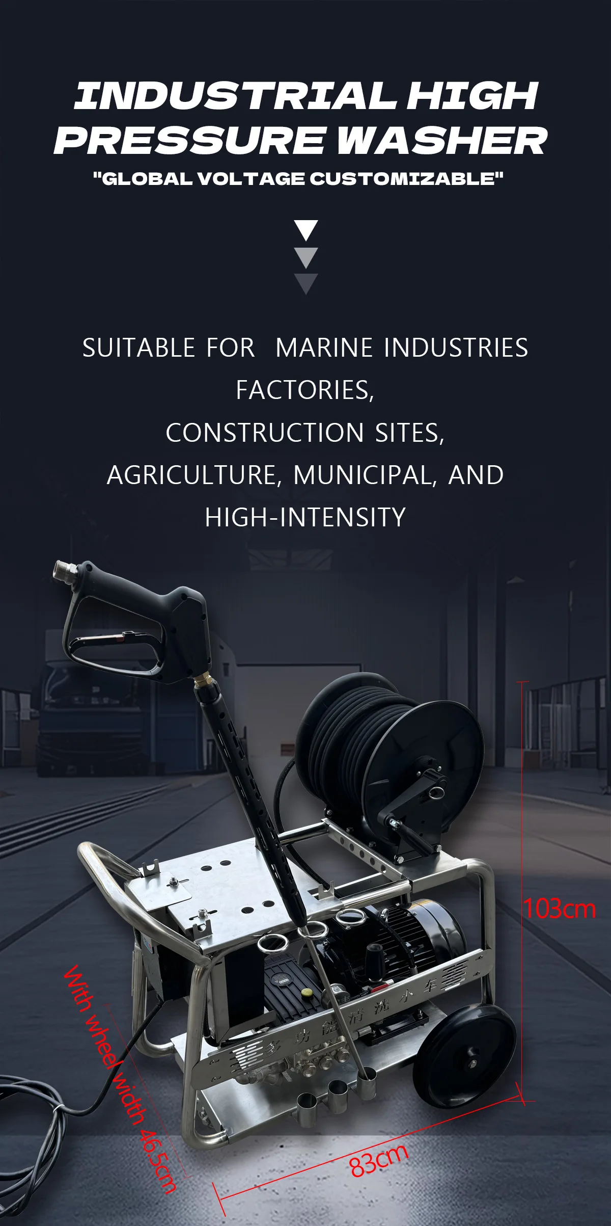 product 75kw 2900psi 200bar 20lpm stainless steel electric high pressure washer is used for cleaning and deconfouling-2