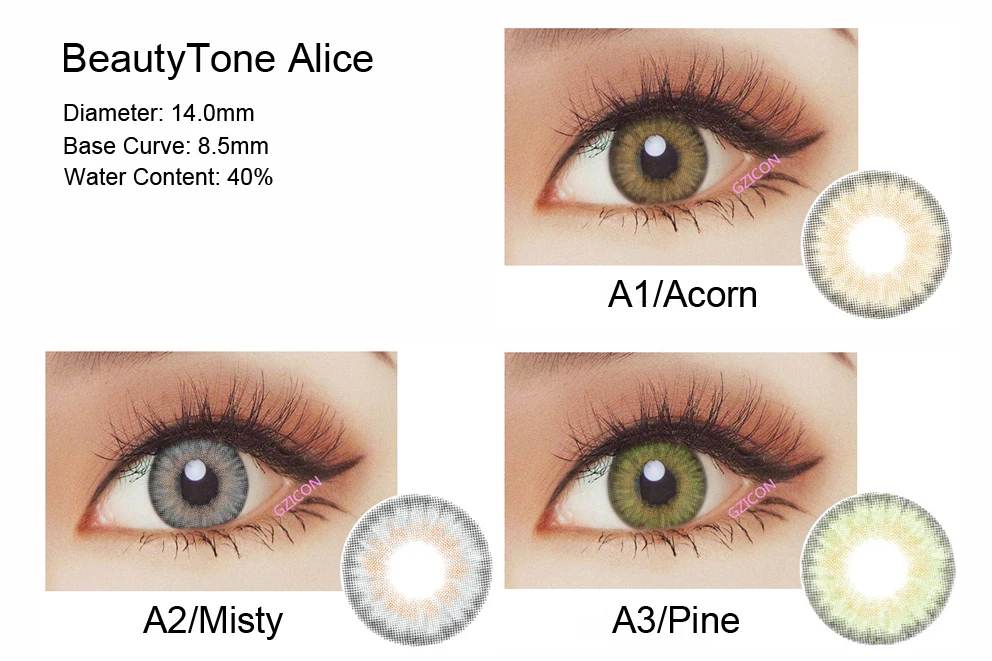 
Контактные линзы BeautyTone Alice, 3 тона, 14,0 мм, 1 год, оптовая продажа, дешевые контактные линзы 