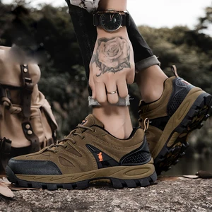 Color-blocked Lace-up Laces Heel Pull Tab Enlarged Windproof Tongue Thickened Ankle Support Comfortable Hiking Shoes