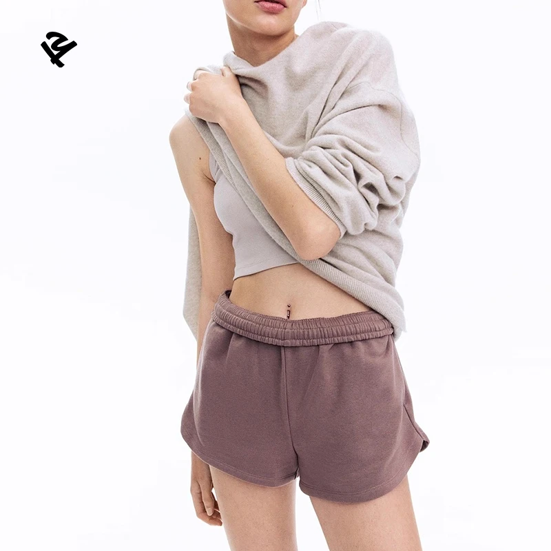 Custom logo Women's Clothing Gym Shorts Fleece Cotton Sweat Shorts Women  High Quality Casual Short Pants for Women