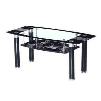 Designer Black Rectangle Metal Frame Coffee Table with Glass Top For Living Room Hotels and Restaurants at Best Price