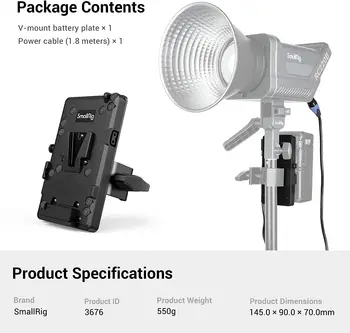 Smallrig V-Mount Battery Plate, Battery Charging Module Ra V1 for Smallrig COB Video Light -3676 detail image