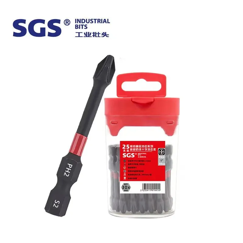 MOYOTEC 25 Pcs Source Factory 1/4'' Hex Shank 50mm PH2 Black Oxide Impact Screwdriver Bit Phillips D