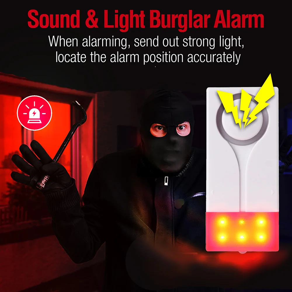 Remote Control Sound 3 Light Burglar Alarm 108dB Volume Magnetic Sensor Door and Windows Sensor Alarm