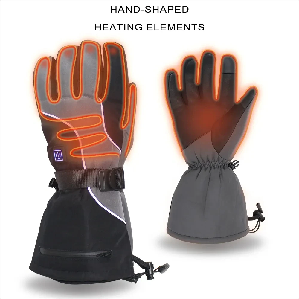 Unisex Touch Screen Heated Skiing Mitten Gloves For Snowboarding