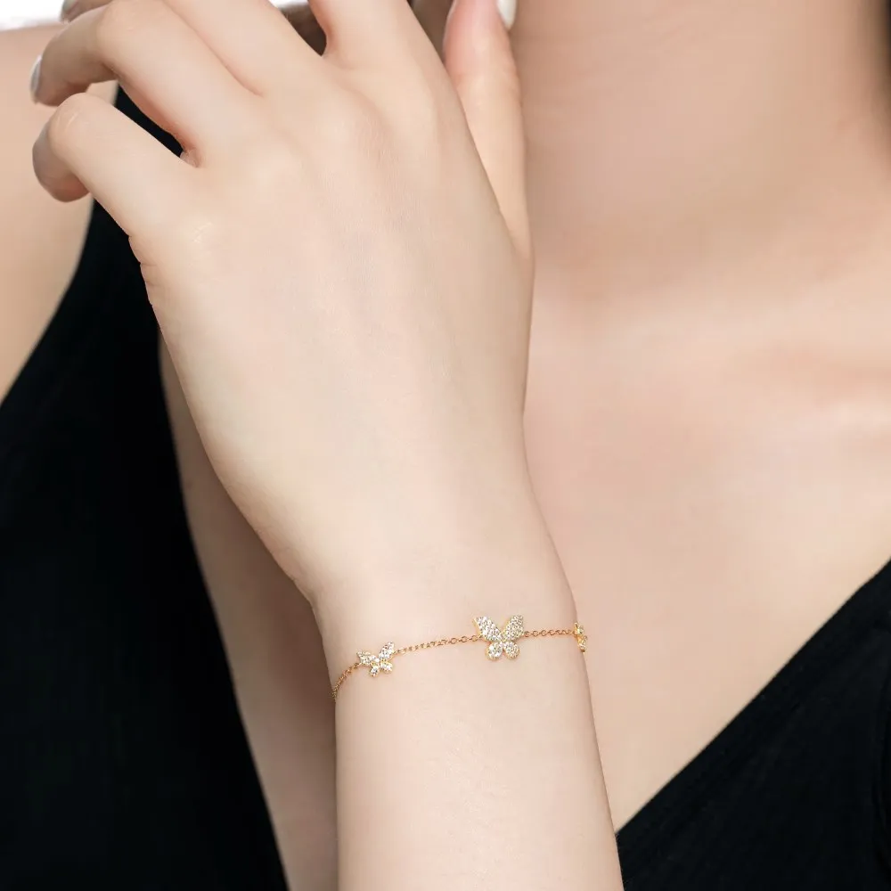 KAKODIY Fashion jewelry 925 Sterling Silver adjustable charm tennis bracelet for women 18K gold plated butterfly bracelet detail 2
