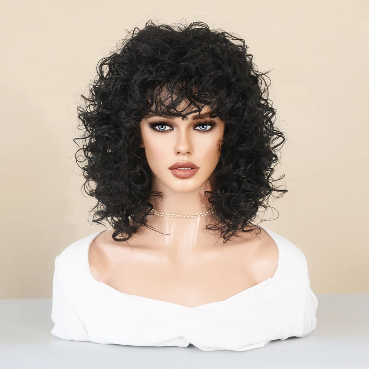 Short Curly Wigs for Black Women Synthetic Black Short Wigs KEAT Short Big Curly Kinky Wig for Black Women | Afro Wavy  main image 2