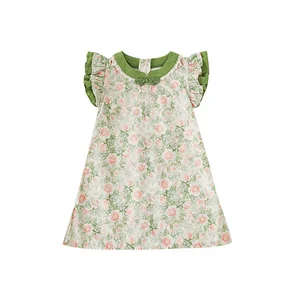 YOEHYAUL Qipao 100% Cotton Chinese Style Frog Summer Baby Girls Dresses High Quality Wholesale Floral Digital Print Kids Dress