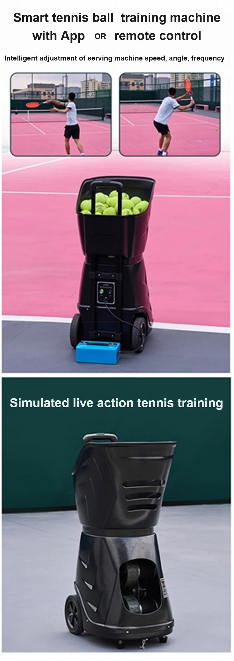 Customs Tennis Ball Training Equipment Tennis Ball Feeding Machine Portable Smart tennis ball machine with app manufacture