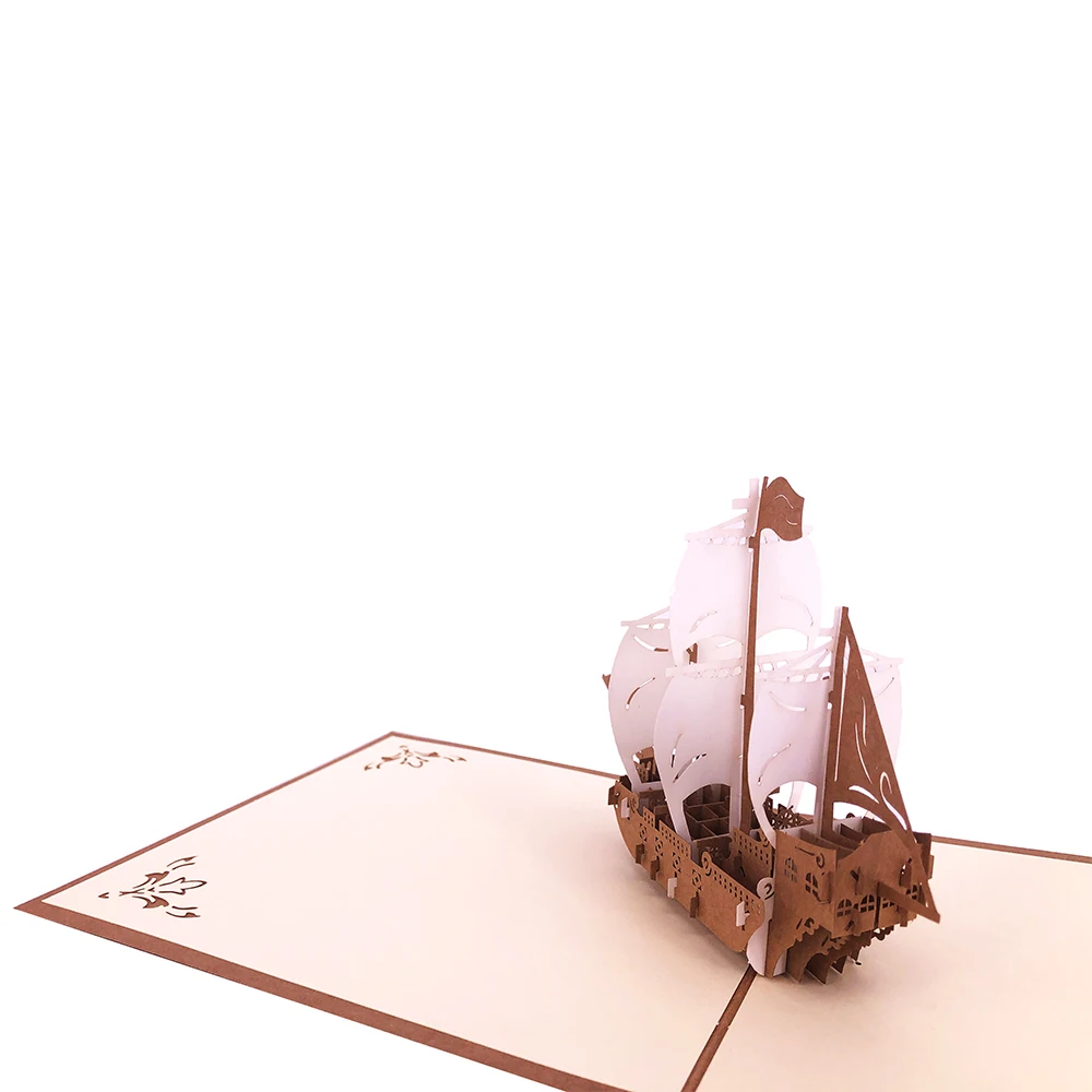 Carte D'anniversaire 3D Pop-up Bateau à Voile GREETING ART – Idéal Pour Cadeau Argent Ou Bon D'achat