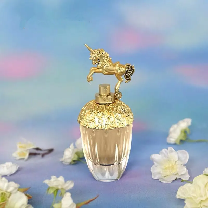 Customized Circular Vertical Stripes 75ml Unicorn Perfume Bottle Glass Bottle Spray Bottle