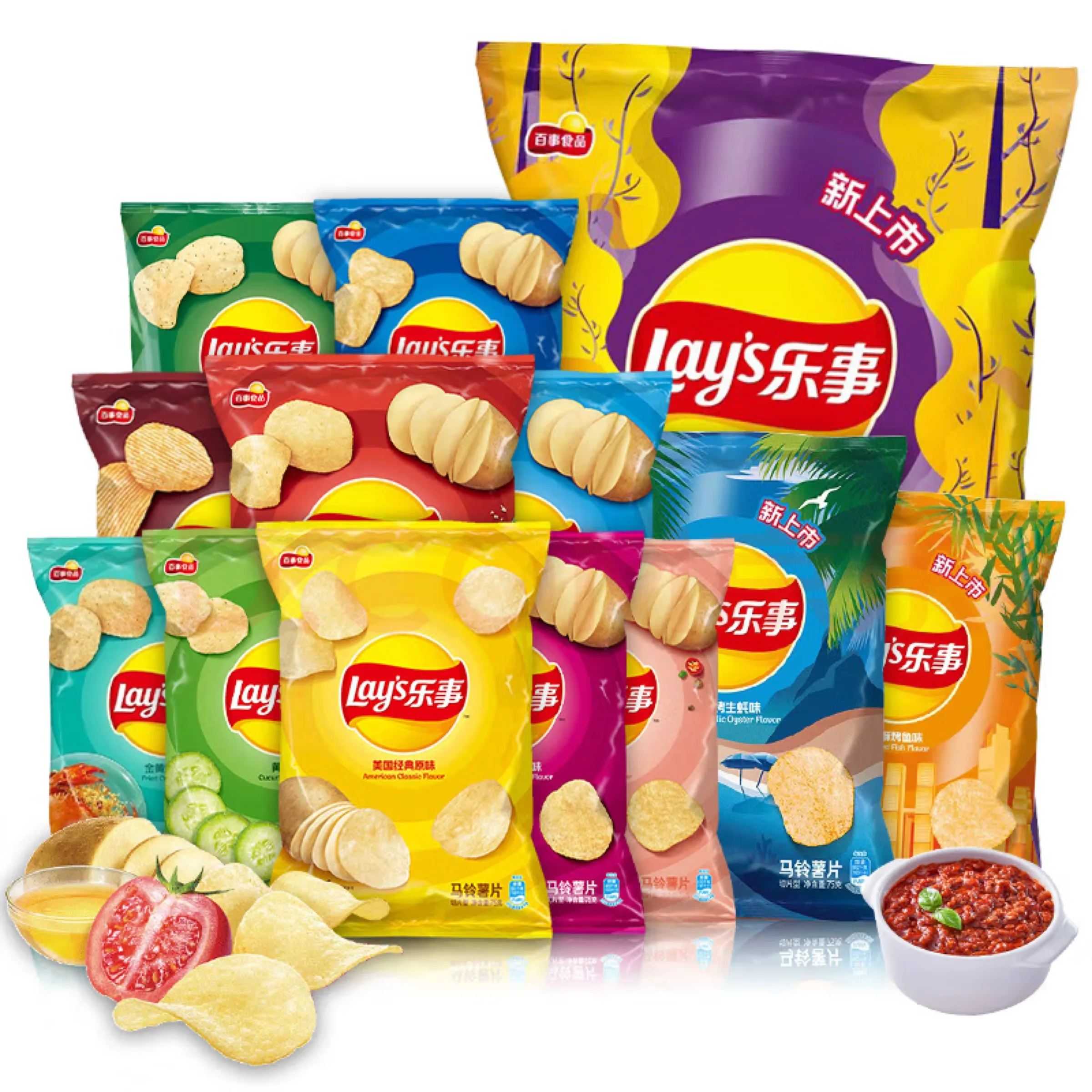 Lays Potato Chips Grilled Chicken Wings Squid Flavor Large Wavy Thick ...