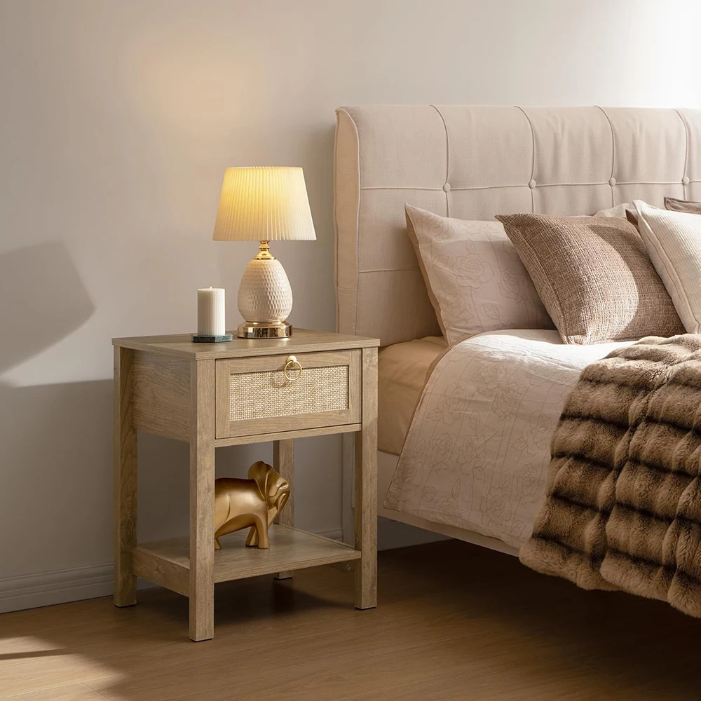product modern rattan nightstand with brass knobs bedroom storage for small spaces home furniture-5