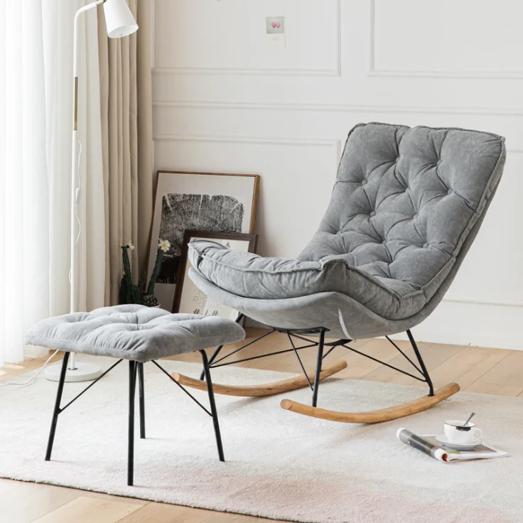 Fauteuil à Bascule Cocon 200kg - Mousse Mémoire - Pour Allaitement, Lecture - Repose-pieds Inclus - 12