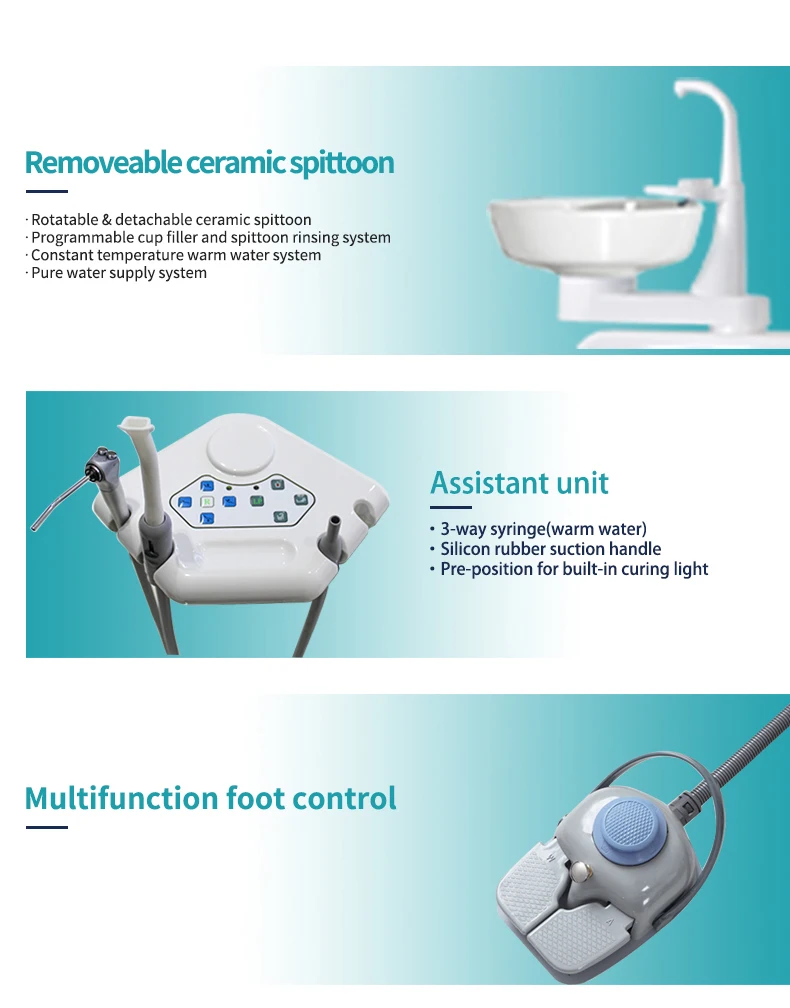 Promotion dental chair and dental unit full set with woodpecker N2 scaler handpiece,compressor,intraoral camera,curing light