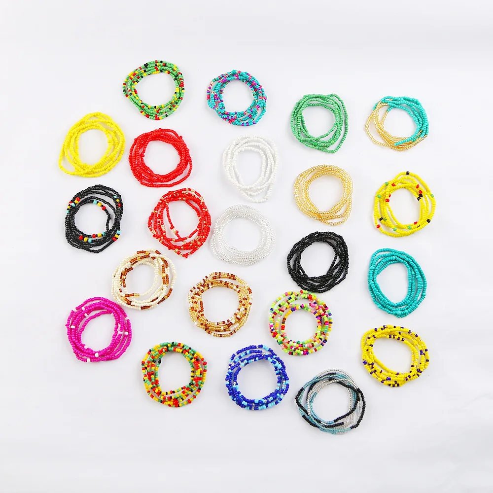 Красочные богемные двухрядные бусины на талию пляжные цепочки ювелирные