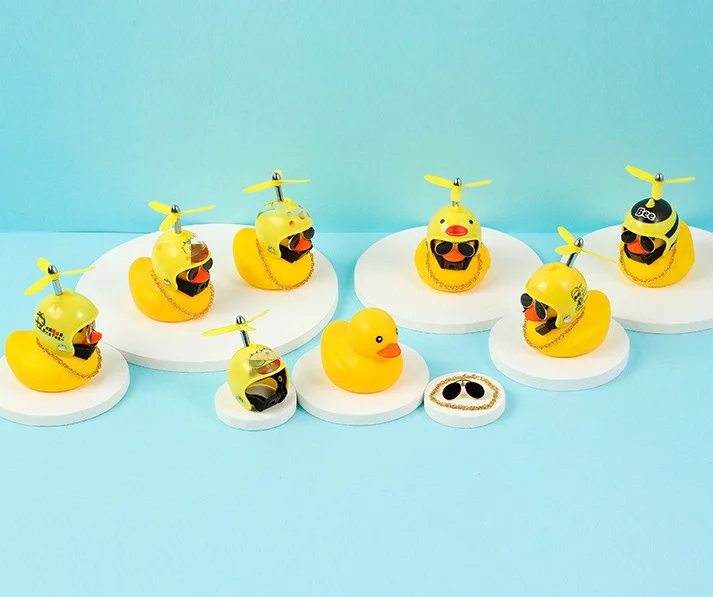 Велосипедный гудок симпатичная маленькая Желтая утка ночной сигнал лампа детская резиновая утка игрушка с шлемом и пропеллером