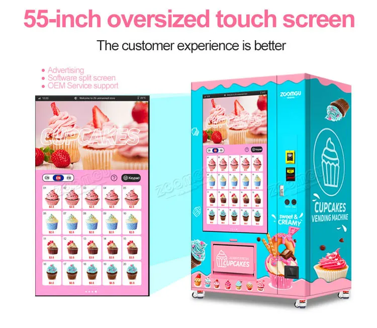 Zg Big Touch Screen Fresh Salad Vegetable Cupcake Vending Machine For