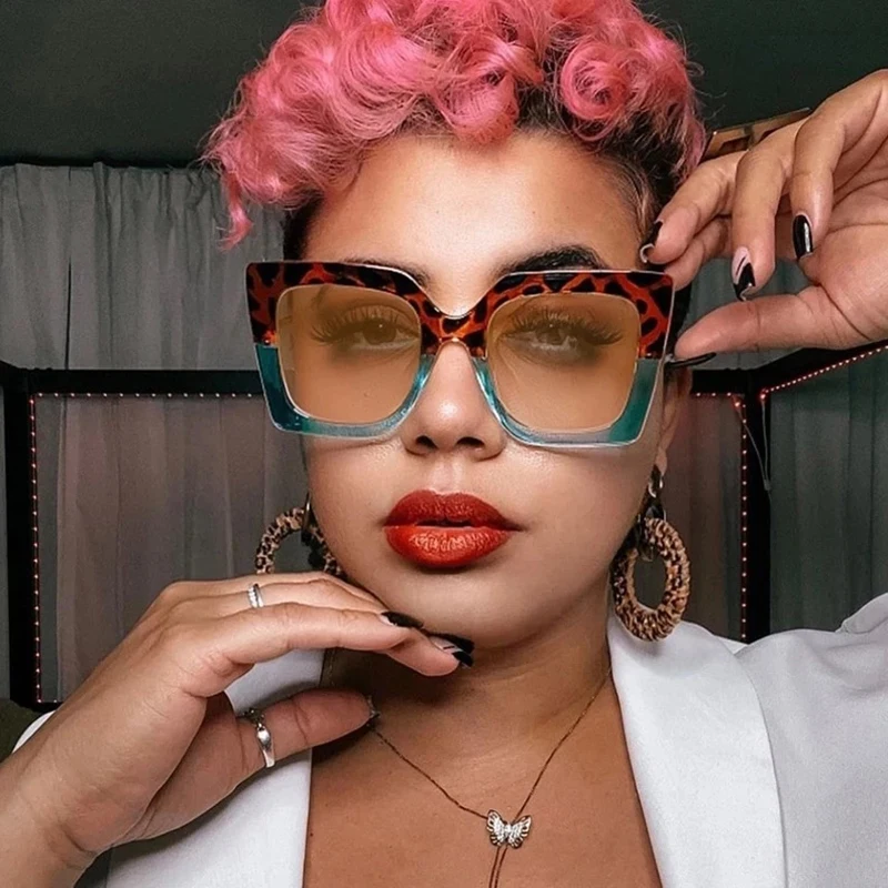 2024 New Fashion Trendy Popular Oversized Square Sunglasses Women Colorful  Floral Frame Pearl Vintage Brand Designer Sun Glasses