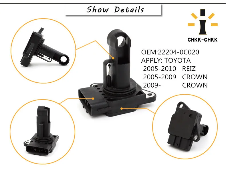 New Auto Sensor Mass AIR Flow Meter Sensor for Toyota Corolla AVENSIS Yaris Crown Lexus #22204-0C020 22204-22010 19740-02030