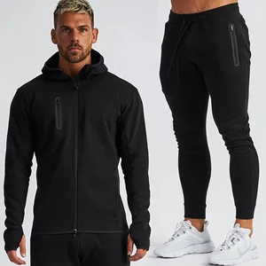 New Fashion Full Zipper Hoodie and Joggers Suit Men Cotton and Polyester Zip Sweatshirts Suit   Zip up Hoodie Custom