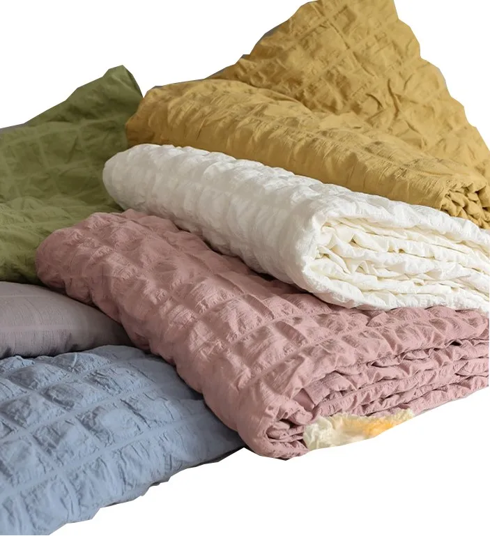 Wholesale Bedding Set Polyester/Lyocell Fabric Cover Seersucker Ripple Pattern Home