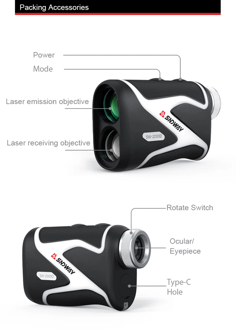 2000m Laser Rangefinders OLED Golf Range Finder PinSeeker Slope Scope Distance Meter outdoor digital Rangefinder