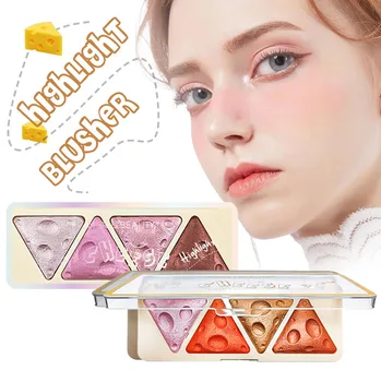 2025 hot sales Private Label Vegan Blush Cheek Misiou Beauty High Pigment Face Makeup Waterproof 4 Colors Blusher Palette