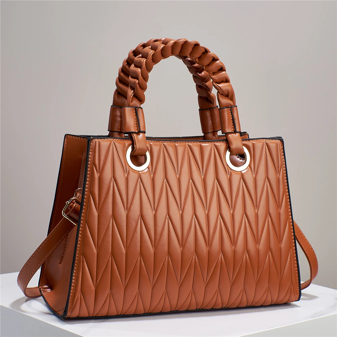 High Quality Fashion Designer Luxury Ladies Hand Bags Embossed Leather Bags Women With Woven