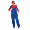 Rouge pour hommes [chapeau + barbe + haut + salopette + gants]