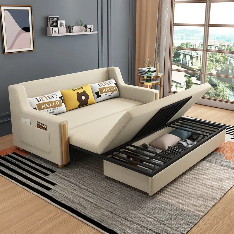 Sofa Bed Dual-purpose Multifunctional Foldable Double Small Apartment Living Room Push-pull Sitting and Lying Telescopic Chair