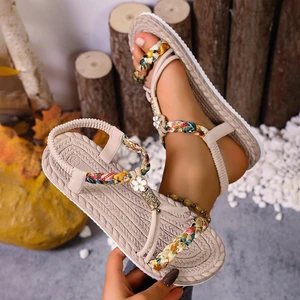 Ladies' Bohemian Style Fashion Trend Summer Peep Toe PU Upper Striped Sandals