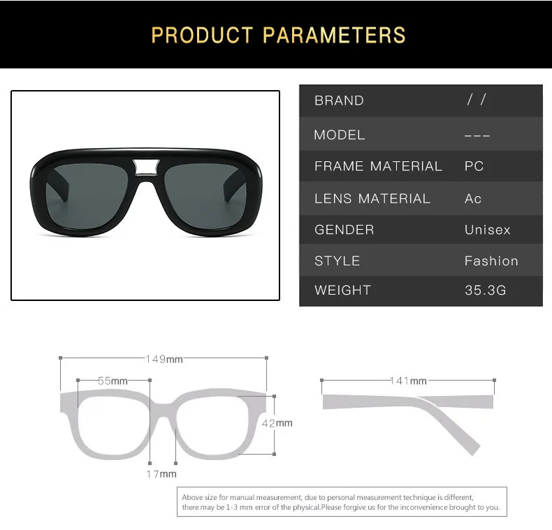 Oversized Women's Sunglasses With Double Bridge Uv400 Protection_voghion.com