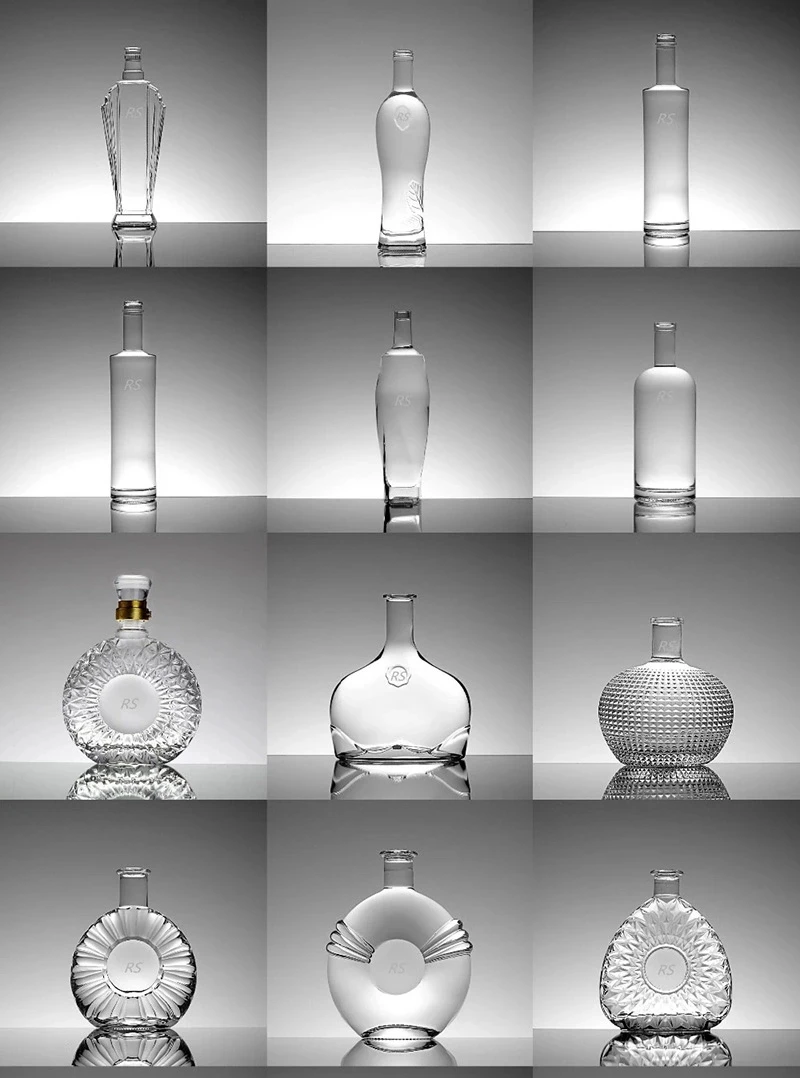 Fancy Clear Flint Vodka Whisky Wine Spirit Glass Bottle for Whiskey Custom logo Round Shape750ml Glass Liquor Bottles Wholesale