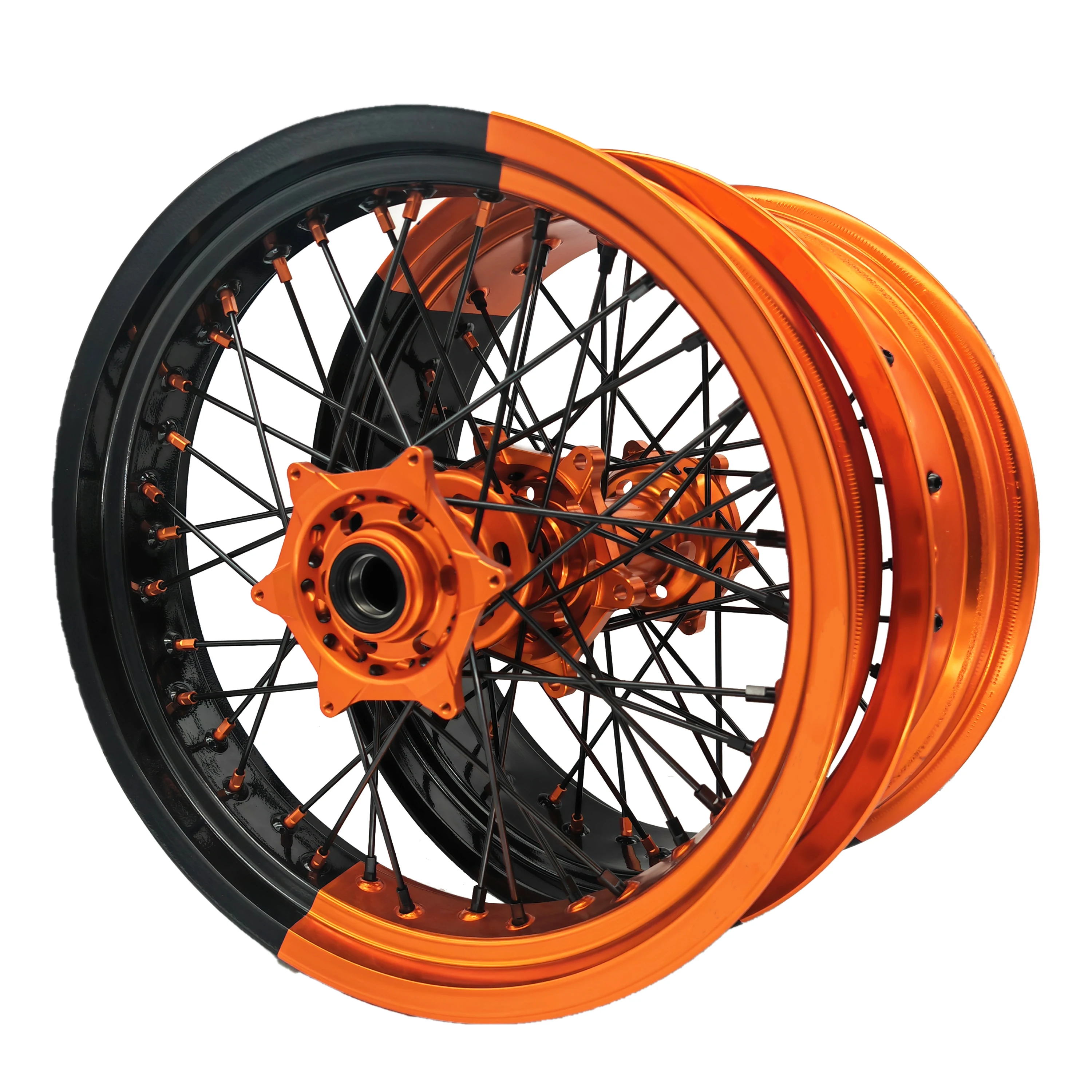 EXC SX SXF Orange Black Rim Orange Hub Bicolor Rims Supermoto Wheels for KTM