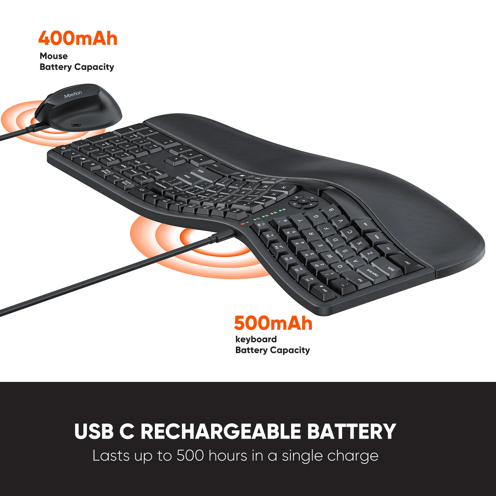 MEETION DirectorC Keyboard Ergonomic Leather Palm Rest Wireless Multi System Keyboard Wrist Rest Pad Ergonomic Soft Mem