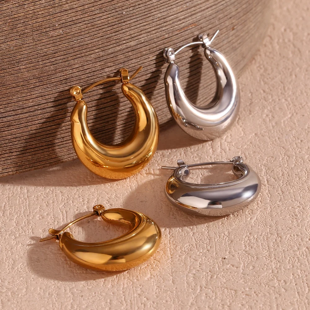 New Design Hollow Gold Hoop Earrings Anti Tarnish Jewelry Stainless