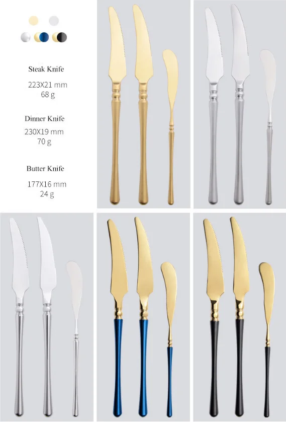 Portuguese style 304 stainless steel steak knife and fork