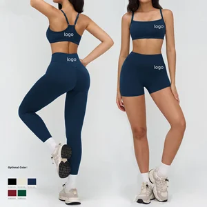 Custom Logo Slim Fit Sportswear Suit Gym Fitness Sports Tank Top 2 Piece Sets High Waist Yoga Leggings Set for Women