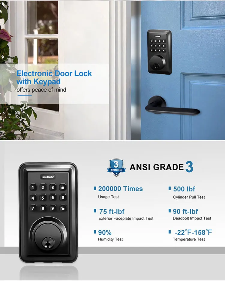 T626 Ansi Usa Waterproof Smart Lock Easy Installation Deadbolts Smart