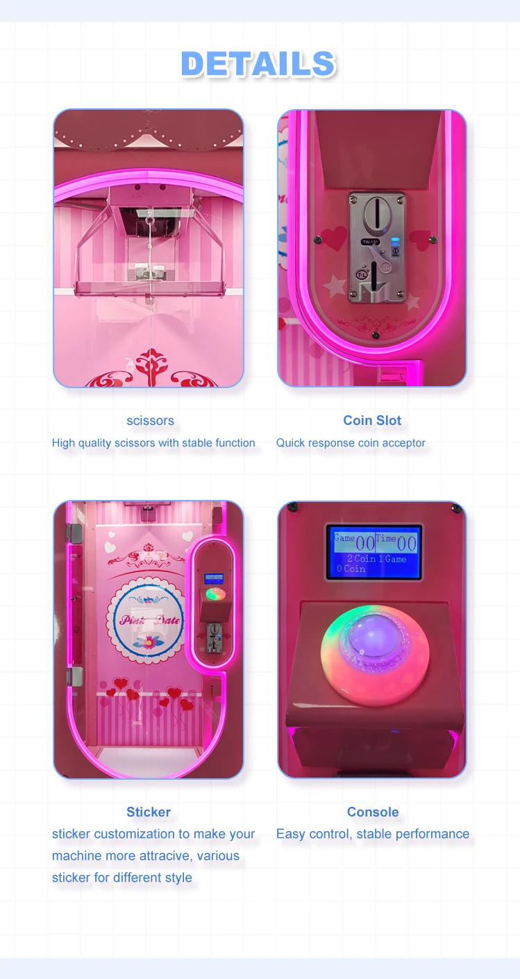 Pink Date Coin Operated Machine Cut Prize Arcade Game Machine Cut Prize Game Machine