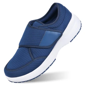 Extra Wide Adjustable Slip Diabetic Shoes Blue Orthopedic Walking Shoes Men Women Arch Support Breathable Mesh Upper EVA