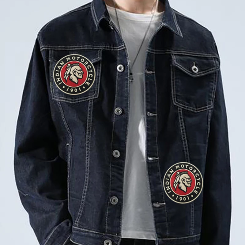 Ready to Ship Custom Motorcycle Circle Badge Iron on Leather DIY Jacket Clothes Indian Biker Embroidery Patch