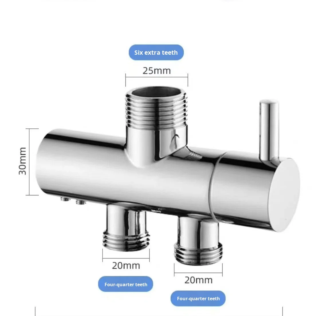 Modern Simple Design Shower Copper Diverter Valve Brass One Two Electroplated 1/2 3/4 Internal External Thread Connector