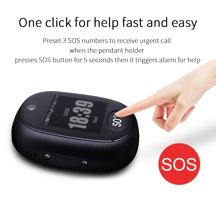4G GPS Tracking Pendant with SOS Button and Fall Detection for Senior Kids Care V45 Anytracking